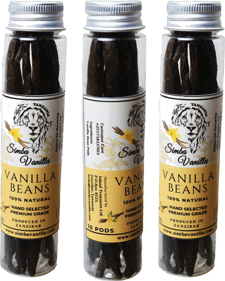 Simba Vanilla retail tubes of whole vanilla pods